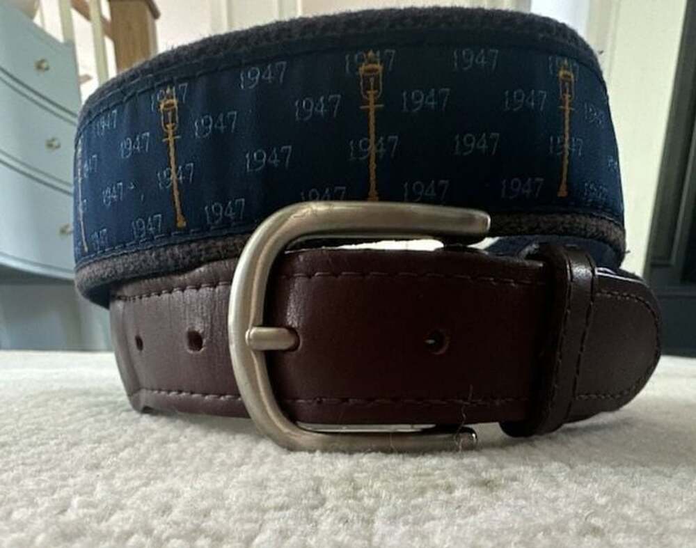 34W The Belted Cow Co. 1947 Street Lamp Ribbon Belt Leather Trim Solid Brass Car